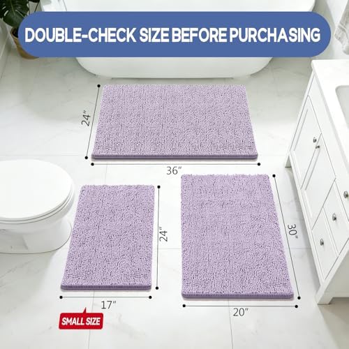Bcoimo Small Bath Rug Mat,24x17 Extra Soft Chenille Lavender Bathroom Mats