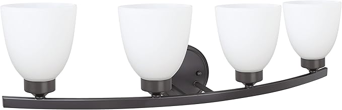 Aspen Creative 62205-2, Four-Light Metal Bathroom Vanity Wall Light Fixture, 28-3/4" Wide, Transitional Design in Oil Rubbed Bronze, 4
