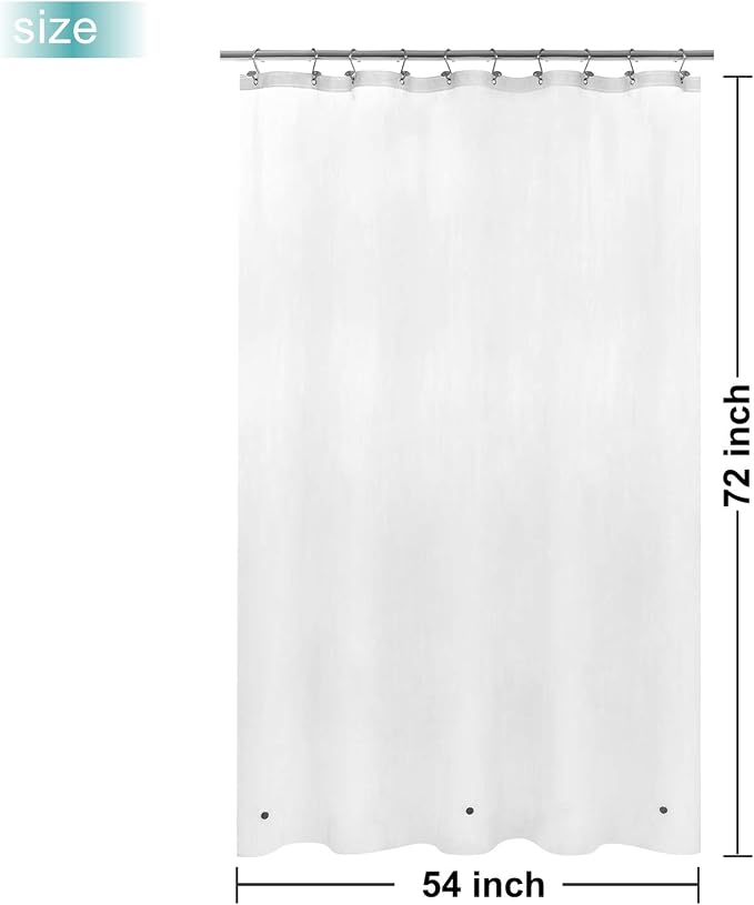 54x72 Stall Size Shower Curtain Liner Frost | 3 Bottom Magnets,10 Rustproof Grommets,Water Proof Heavy Duty PEVA,54W x 72H for Small Bathroom or Shower Stall