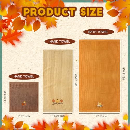 Peryiter 3 Pack Fall Pumpkin Decorative Bath Towel Set