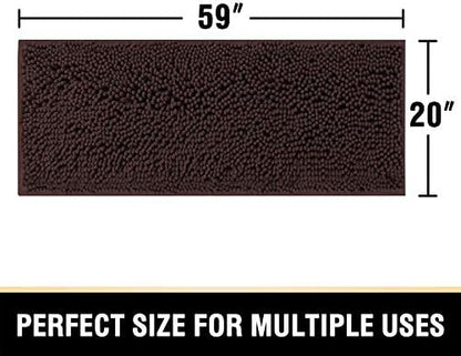 H.VERSAILTEX Bathroom Rugs Bath Mat Bath Rugs Bath Mats for Bathroom Non Slip Extra Soft Chenille Bath Rug Fulffy Shag, Indoor Rug Runner Carpet for Entry Living Room (Chocolate, Large 59" x 20")