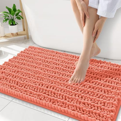 Smiry Bathroom Rugs 34X21, Extra Soft Rubber Backing Chenille Bath Mats