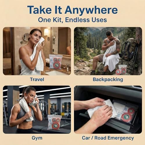 14-Pack Disposable Travel Towels, 3 Sizes, 2 Extra Large Bath Towels