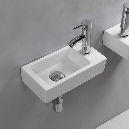 Small Bathroom Sink Wall Mounted Bathroom Sink Rectangle Ceramic Wash Basin Right Hand (Right Hand)