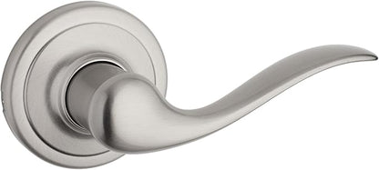 Kwikset Tustin Dummy Door Handle, Single Sided Lever for Closets, French Double Doors, and Pantry, Satin Nickel Non-Turning Right Handed Interior Push/Pull Lever, with Microban Protection