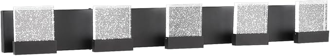 Crystal Black Light Fixtures, 5 Light Vanity Lights, LED Over Mirror, Modern Bathroom Vanity Light 6000K, 39 Inch