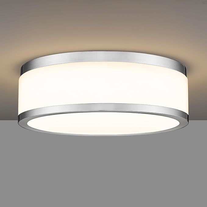 15 Inch LED Flush Mount Ceiling Light, 24W Modern Brushed Nickel Ceiling Lamp, 3CCT 3000K/4000K/5000K, Dimmable, Bathroom, Bedroom, LMS-054BN