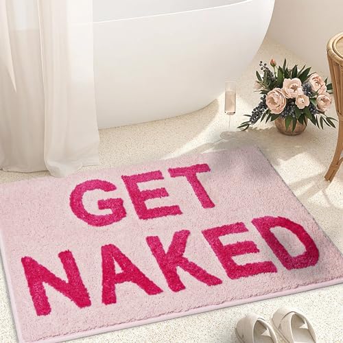 KOEXM Get Naked Bath Mat Bathroom Rugs 16" x 24" Non Slip Bath Rugs