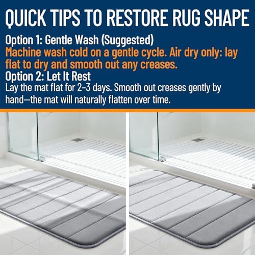OLANLY Memory Foam Long Bathroom Rugs Runner 44x24, Super Soft Absorbent