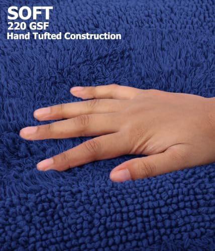 COTTON CRAFT Bath Rugs - 2 Pack Large 20x30 Soft Plush Bath Mats - Blue