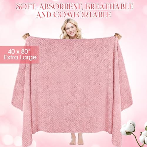 Peryiter 6 Pcs Bath Towel Set, Oversized Bath Sheet for Adults, Pink