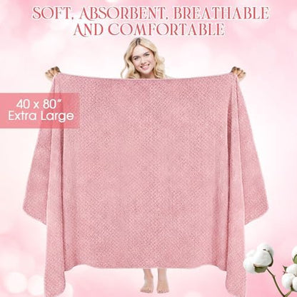 Peryiter 6 Pcs Bath Towel Set, Oversized Bath Sheet for Adults, Pink