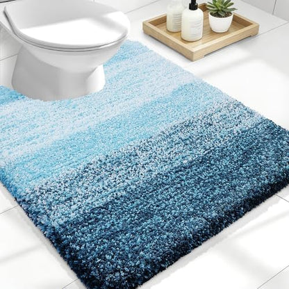 OLANLY Luxury Toilet Rugs U-Shaped 24x20, Soft Absorbent Microfiber Mat