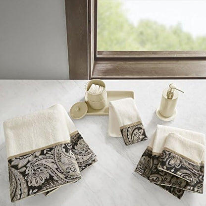 Madison Park Aubrey Cotton Bath Towel Set Jacquard, 6 Piece, Black