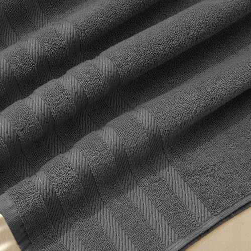 Hearth & Harbor Bath Towels for Bathroom - 100% Ring Spun Cotton Luxury Bathroom Towels - Soft & Highly Absorbent 4 Bath Towels, Gray