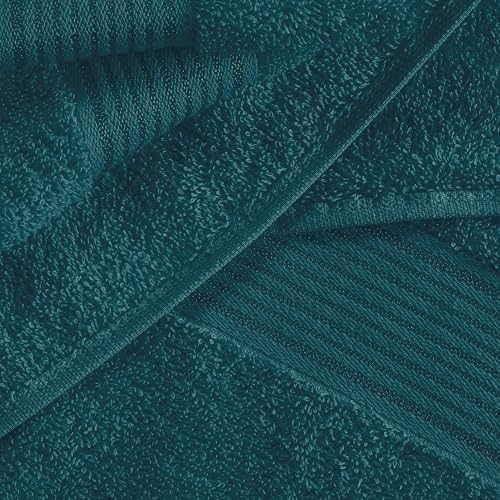 Belizzi Home Ultra Soft 6 Pack Cotton Towel Set, Contains 2 Bath Towels 28x55 inch, 2 Hand Towels 16x24 inch & 2 Wash Coths 12x12 inch, Ideal Everyday use, Compact & Lightweight - Teal
