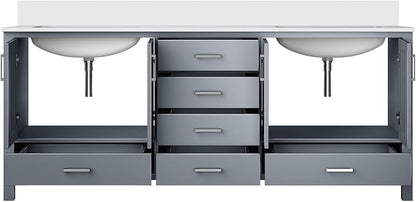 Jacques 80 in. W x 22 in. D Dark Grey Double Bath Vanity and White Quartz Top