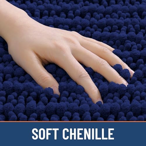 Smiry Bathroom Rugs 30X20, Extra Soft Rubber Backing Chenille Bath Mats