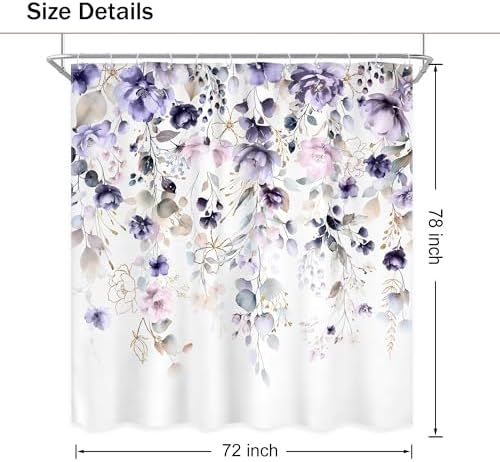 Floral Purple Pink Leaf Rustic Girly Bathroom Shower Curtain Set