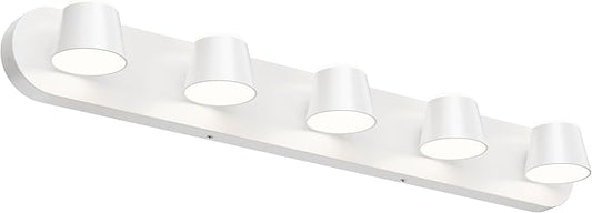 URSOLA 5 Light Bathroom Vanity Light LED White Wall Light Fixtures Up and Down Rotatable Dimmable 34 inch Bathroom Lighting