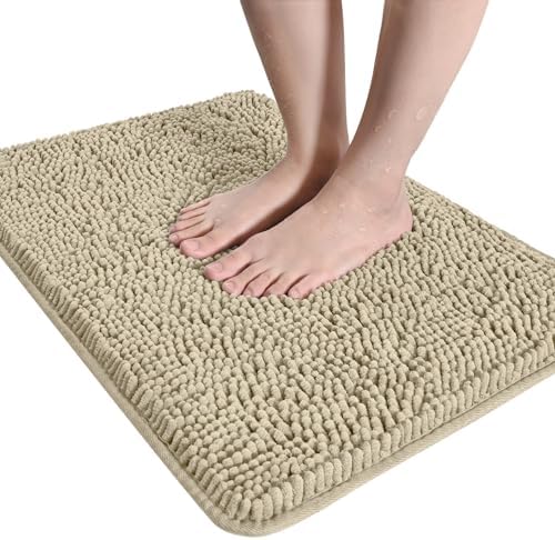 LOCHAS Luxury Bathroom Rug Shaggy Bath Mat 24 x 36 Inch, Beige