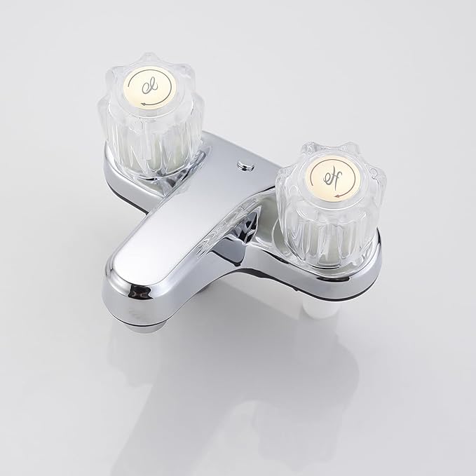 RV Two Handle Bathroom Sink Faucet with Clear Acrylic Knobs - 2-Handle (Chrome)