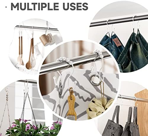 Bathway White Shower Curtain Hooks and Rings - Rust Proof, Smooth Glide, Double Hooks, 12 Pcs