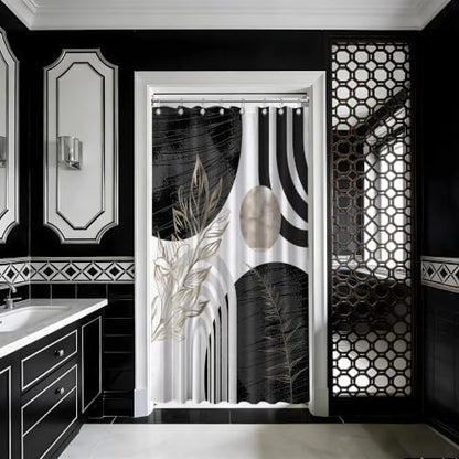 Black and White Stall Shower Curtain, 48X72 in Narrow Small, Mid Century