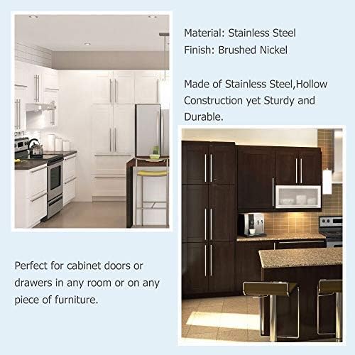 homdiy 15 Pack Brushed Nickel Cabinet Hardware Cabinet Pulls - HD201SN Cupboard Handles Modern Cabinet Door Handles 7-1/2inch Hole Center Modern T-Bar Pulls