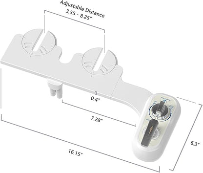 Left Handed Bidet Attachment for Toilet - Left Handed Bidet Non-Electric,Self-Cleaning,Adjustable Water Pressure,Retractable Dual Nozzles for Frontal & Rear Wash,Lever Control