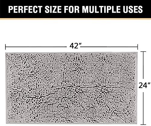 H.VERSAILTEX Microfiber Bath Rugs Chenille Floor Mat Ultra Soft Washable Bathroom Dry Fast Water Absorbent Bedroom Area Rugs, 24 x 42 - Inch, Grey