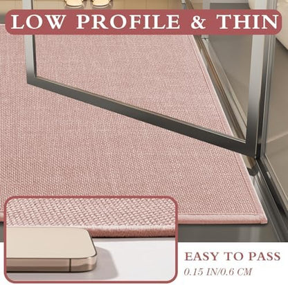 YIHOUSE Bathroom Rugs Thin Bath Mat Sets 2 Pieces Quick Dry,Pink