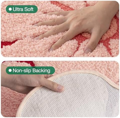 LUMI Flower Bathroom Rug, Absorbent Non Slip Bath Mat, 24"x36", Pink Flower