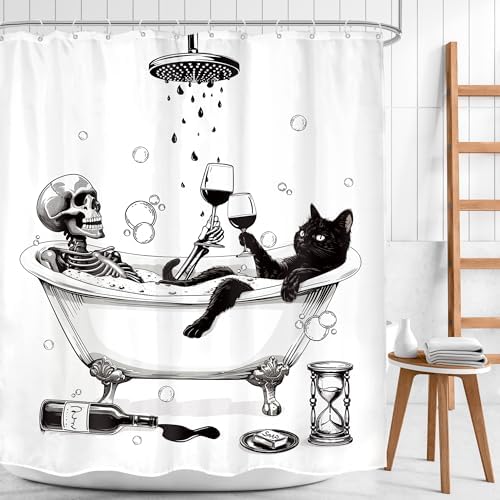 Skull Gothic Spooky Cool Bone BUBB Bathroom Shower Curtain Set