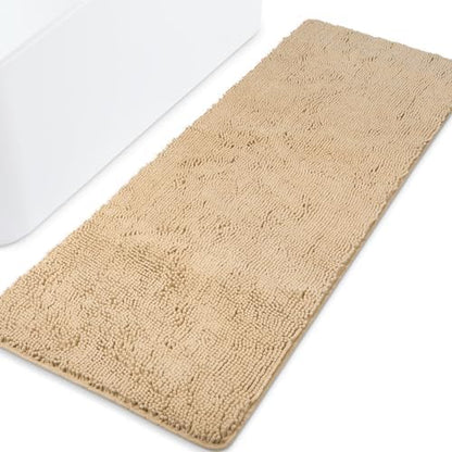 Yeaban Chenille Ivory Cream Bathroom Runner Rug 24"x72"