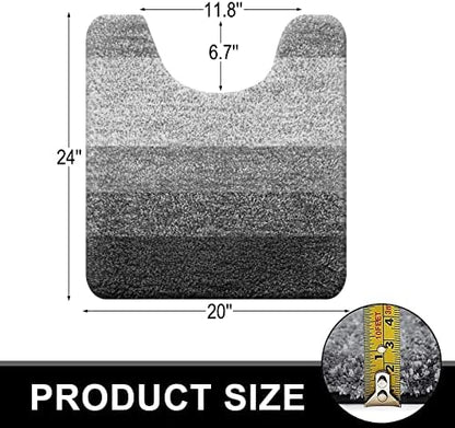 OLANLY Luxury Toilet Rugs U-Shaped 24x20, Soft Absorbent Microfiber Mat
