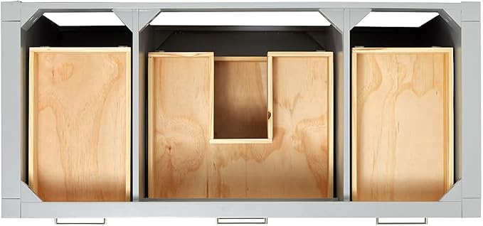 Alenza 48-Inch Grey Bathroom Vanity, 1.5-Inch Edge Italian Carrara Marble Countertop & Backsplash, Rectangular Sink, 2 Soft Closing Doors, 5 Dovetail Drawers, Polished Chrome Hardware