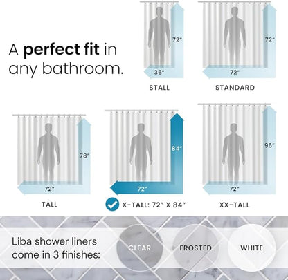 LiBa Waterproof Plastic Shower Curtain - Bathroom Shower Curtain Premium PEVA Non-Toxic Shower-Liner with Rust Proof Grommets Clear 8G Heavy Duty Bathroom Accessories 72x84 - Clear