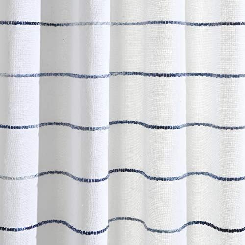 Lush Decor Ombre Stripe Yarn Dyed Cotton Shower Curtain, 72" W x 72" L, Navy & Multi - Fabric Shower Curtains - Striped Bathroom Curtain - Farmhouse & Coastal Decor (Pack of 6)