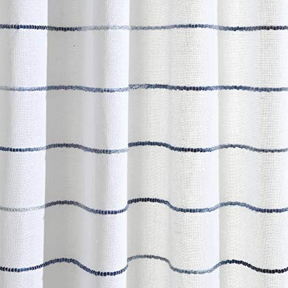 Lush Decor Ombre Stripe Yarn Dyed Cotton Shower Curtain, 72" W x 72" L, Navy & Multi - Fabric Shower Curtains - Striped Bathroom Curtain - Farmhouse & Coastal Decor (Pack of 6)