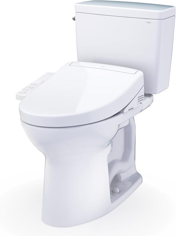 TOTO® Drake® WASHLET®+ Two-Piece Elongated 1.28 GPF TORNADO FLUSH® Toilet with S2 Bidet Seat, Cotton White - MW7763346CEG#01