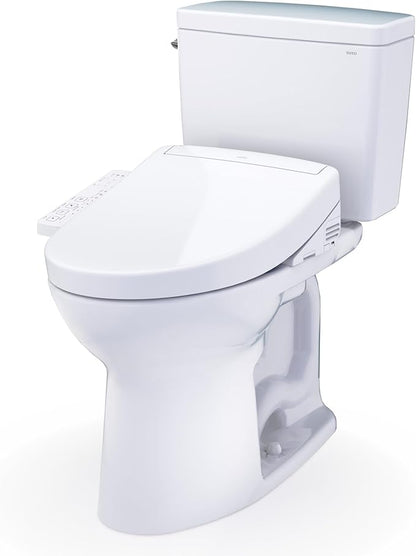 TOTO® Drake® WASHLET®+ Two-Piece Elongated 1.28 GPF TORNADO FLUSH® Toilet with S2 Bidet Seat, Cotton White - MW7763346CEG#01