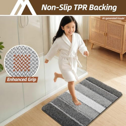 COSY HOMEER Bathroom Rugs 36x24,Ultra Soft Absorbent Bath Mat,Dark Gray
