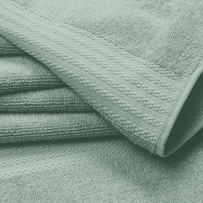GLAMBURG Ultra Soft 12-Piece Washcloths Set 13x13-100% Ringspun Cotton - Durable & Highly Absorbent Face Towels - Ideal for use in Bathroom, Kitchen, Gym, Spa & General Cleaning - Jade