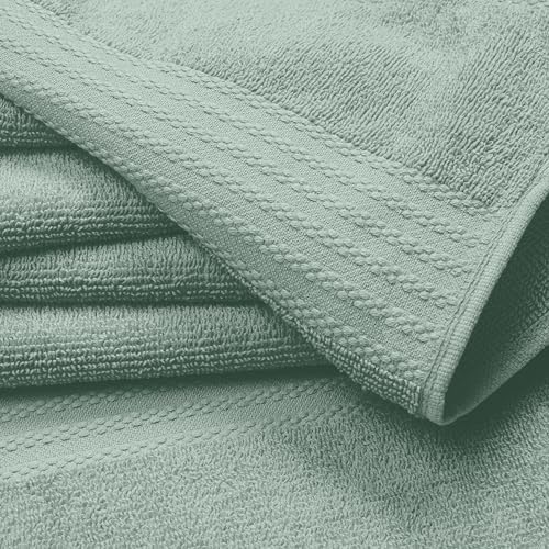 GLAMBURG Ultra Soft 6-Piece Hand Towel Set 16x28-100% Ringspun Cotton - Durable & Highly Absorbent Hand Towels - Ideal for use in Bathroom, Kitchen, Gym, Spa & General Cleaning - Jade