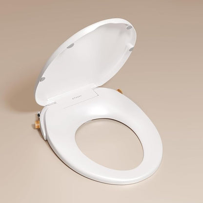TUSHY Oasis Non-Electric Warm Water Bidet Seat (Round) | Self-Cleaning Dual Nozzles, Adjustable Temp & Pressure | 10-Min DIY Install, Soft-Close Lid, Sleek Design, Spa-Like Comfort, Bamboo Knob
