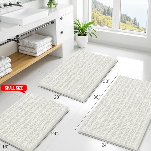 Smiry Bathroom Rugs 30X20, Extra Soft Rubber Backing Chenille Bath Mats
