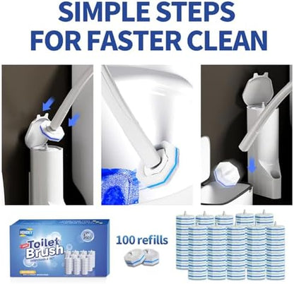 Hohoky 100pc Bulk Toilet Brush Refills - Disposable Toilet Brush Replacement Heads, Pack for Household Cleaning Bathroom cleaners Compatible Heads,washroom mats Cleaning System,Clean Refill Pads.