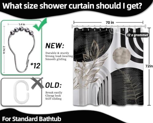 Black and White Shower Curtain, 72x72 in, Mid Century Modern