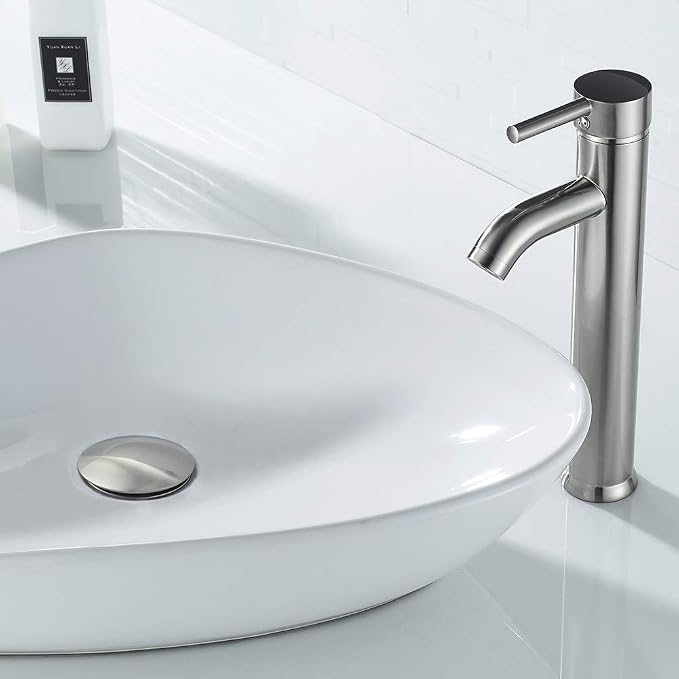 Bathroom Sink Drain Without Overflow Vessel Sink Lavatory Vanity Pop Up Drain Stopper, Brushed Nickel